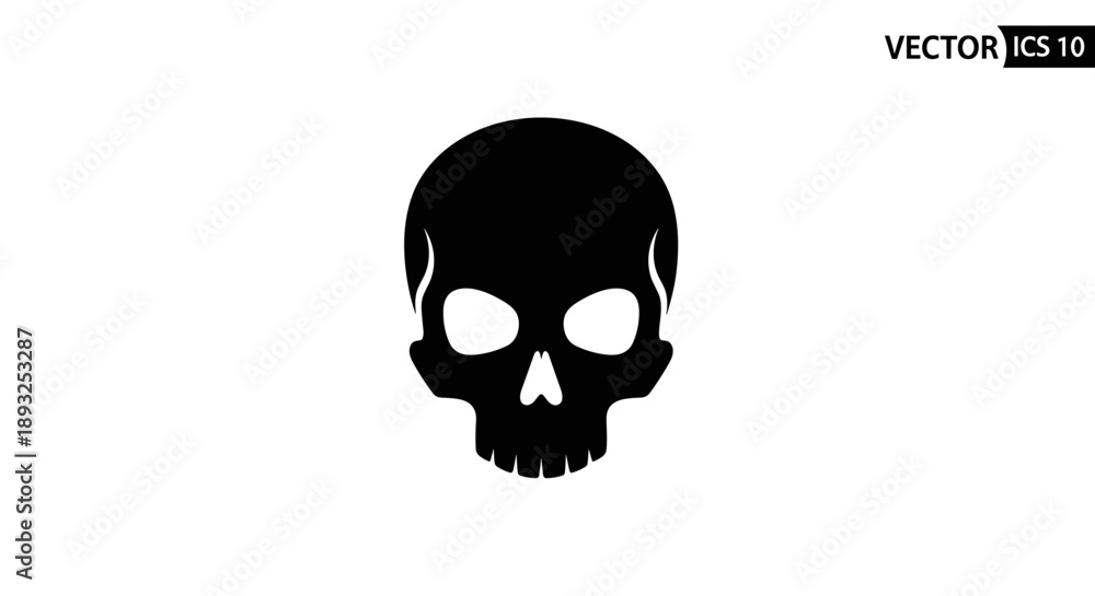 Fototapeta premium Black Skull Icon Vector Graphic Design.