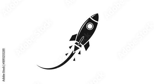 Black Silhouette Rocket Ship Launching into Space 2.