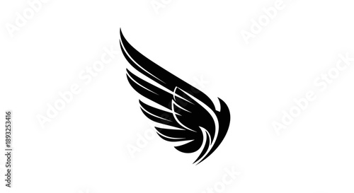 Black Wing Symbol Isolated on White Background.