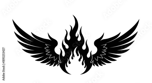 Black Wings and Flames Emblem Design.