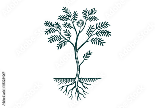 White Leadtree Hand Drawn Illustration Vector by AZ for Books, Arts, Design and Decoration Graphic Asset