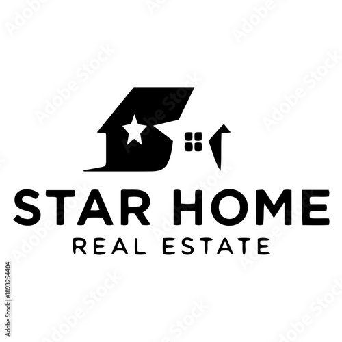 Star home real estate vector logo design with house icon and star