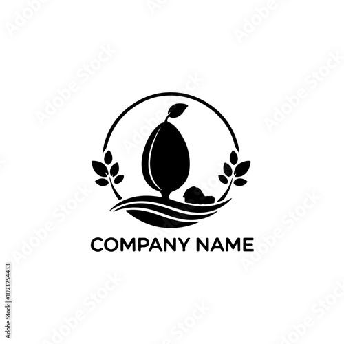 Minimalist olive tree logo design - vector illustration