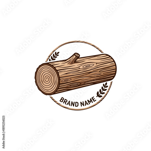 Natural wooden log brand logo design - eco-friendly brand identity