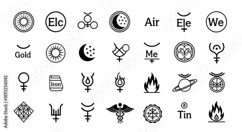 Collection of Alchemical and Astrological Symbols.