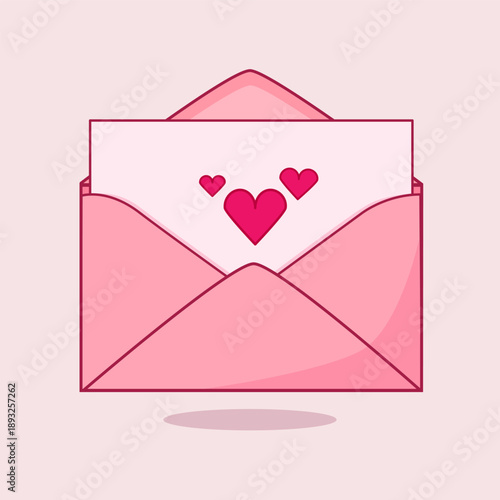 Pink envelope flat vector, love letter, valentines day card,love envelope pink design illustration, anniversary card