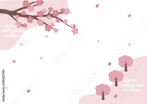 春素材　桜の背景イラスト　バナー　和風の背景