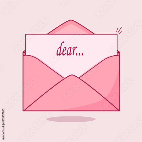 Pink envelope flat vector, love letter, valentines day card,love envelope pink design illustration, anniversary card