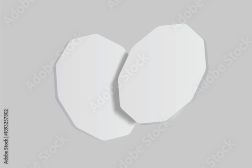 3D vector white octagonal coaster mockup, isolated on background. Empty coaster lying mats for branding, pub, bar, restaurant, cafe, drinkware, bottle, can, cup holder and promotional product design