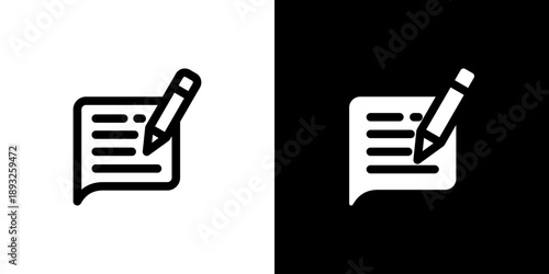 Comment icon concept with flat Black White Background. Vector illustration.