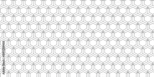 Black line art pattern on with intricate molecular structure isolated on white background