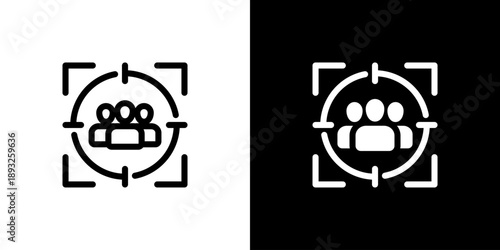Target Audience icon concept with flat Black White Background. Vector illustration.