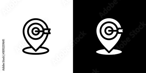 Location Marker icon concept with flat Black White Background. Vector illustration.