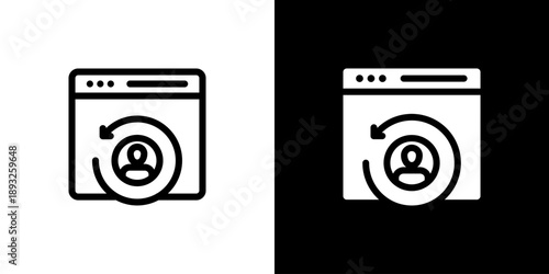 Returning Visitor icon concept with flat Black White Background. Vector illustration.