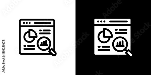 Market Research icon concept with flat Black White Background. Vector illustration.