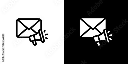Email Marketing icon concept with flat Black White Background. Vector illustration.