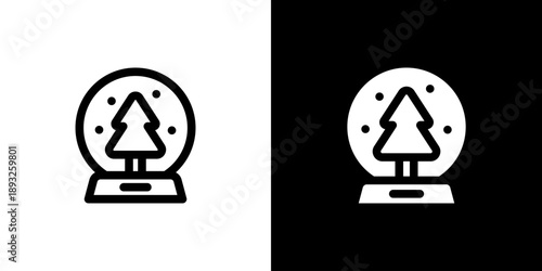 Snow Globe icon concept with flat Black White Background. Vector illustration.