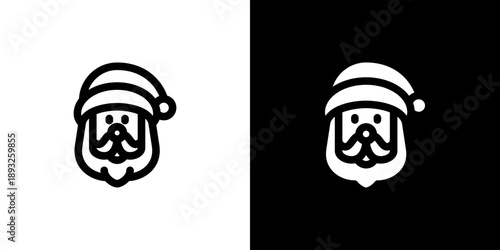 Santa icon concept with flat Black White Background. Vector illustration.