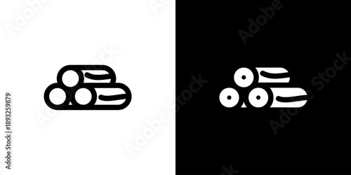 Wood icon concept with flat Black White Background. Vector illustration.