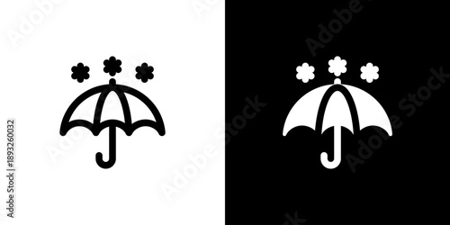 Umbrella icon concept with flat Black White Background. Vector illustration.