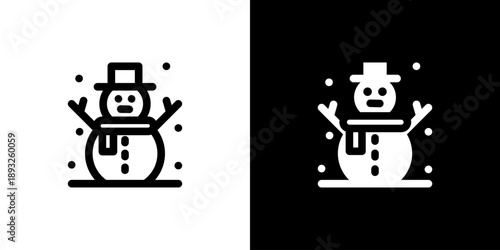 Snowman icon concept with flat Black White Background. Vector illustration.