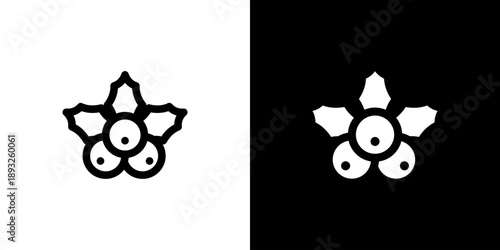 Mistletoe icon concept with flat Black White Background. Vector illustration.