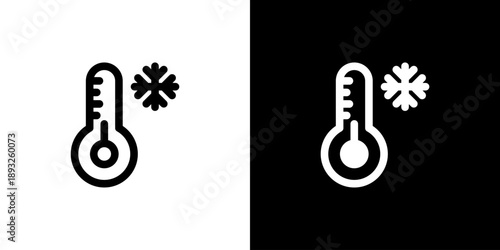 Thermometer icon concept with flat Black White Background. Vector illustration.
