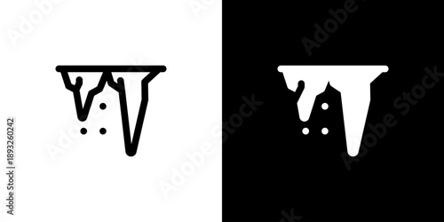 Icicles icon concept with flat Black White Background. Vector illustration.