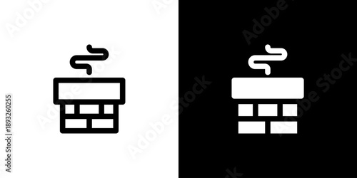 Chimney icon concept with flat Black White Background. Vector illustration.
