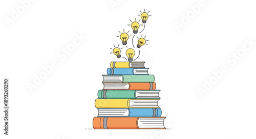 Illuminating Knowledge A Creative Stack of Books Igniting Brilliant Ideas and Intellectual Growth, Symbolizing Learning, Innovation, and Discovery for a Brighter Future