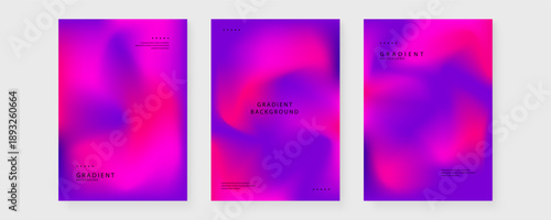 Collection of three abstract liquid gradient posters with vibrant pink and purple tones for modern branding and web background