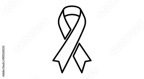 Simple black line art awareness ribbon symbol on white background