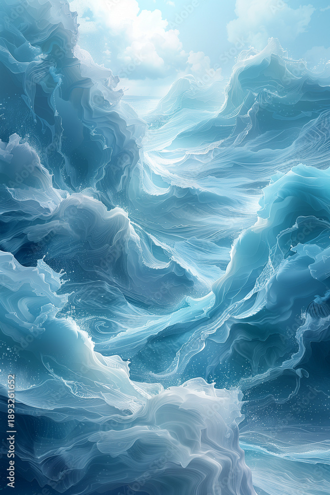 Obraz premium Refreshing blue wave pattern letter card background wallpaper