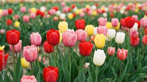 Colorful Tulip Bouquet on White Background