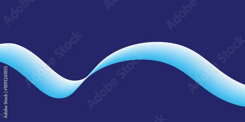 Flowing dark blue curve shape with soft gradient vector abstract background, relaxing and tranquil art, can illustrate health medical or sound of music.