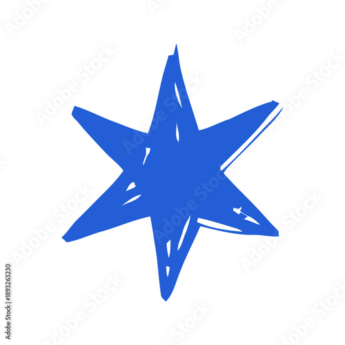 Photos Abstract Blue Six pointed Star Shape Illustration with Hand drawn Texture