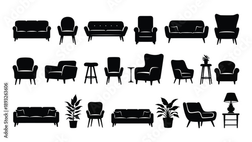 Modern living room furniture collection Vector