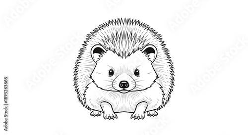 A cute, kawaii-style illustration of a hedgehog on a clean white background, designed as a vector icon for World Animal Day or National Hedgehog Day, conveying a joyful mood with simple