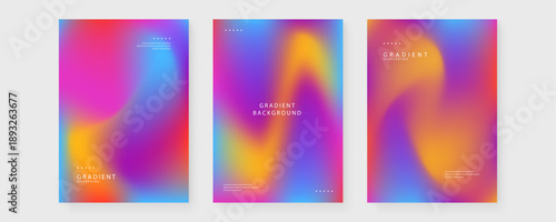 Aesthetic set of three colorful liquid mesh backgrounds for creative media