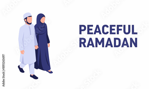 Muslim Couple Walking Together Peaceful Scene.