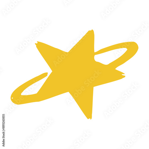 Roughly Drawn Golden Star on a Black Background