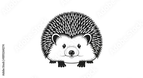 Illustration of a cute hedgehog design with a kawaii expression on a clean white background for a national hedgehog day icon or icon set.
