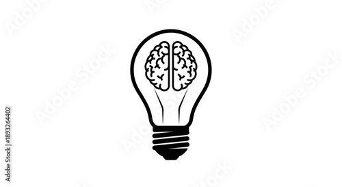 Brain Inside Light Bulb Symbolizing Ideas and Innovation.
