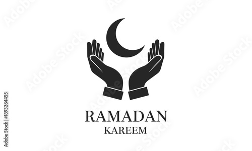 Ramadan Kareem Hands Holding Crescent Moon.