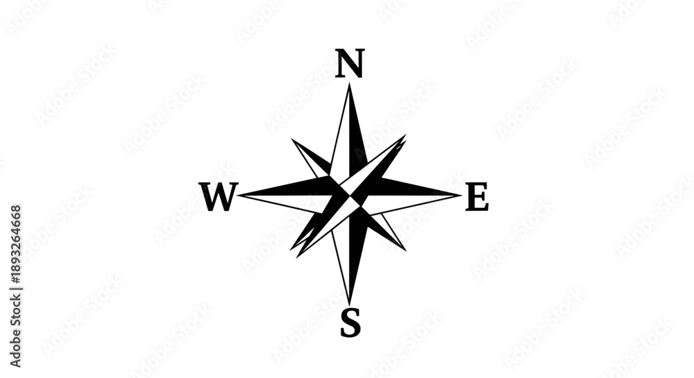 Naklejka premium Detailed Compass Rose Illustration with Cardinal Directions.