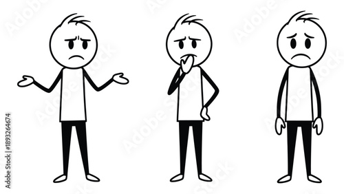 Three individuals expressing different emotions Vector