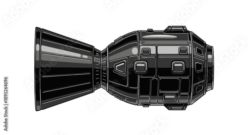 Detailed Illustration of a Futuristic Space Rocket Engine Component.