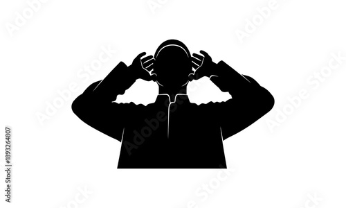 Silhouette of Person Wearing Headphones.
