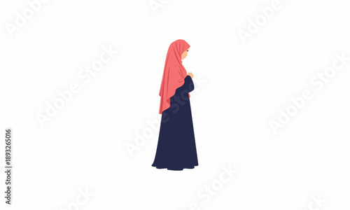 Woman Wearing Hijab and Long Dress.