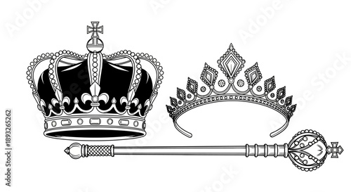 Royal Crown and Sceptre Illustration.